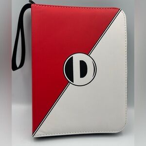 D DACCKIT Red And White Trading Card Zip Binder With Inserts